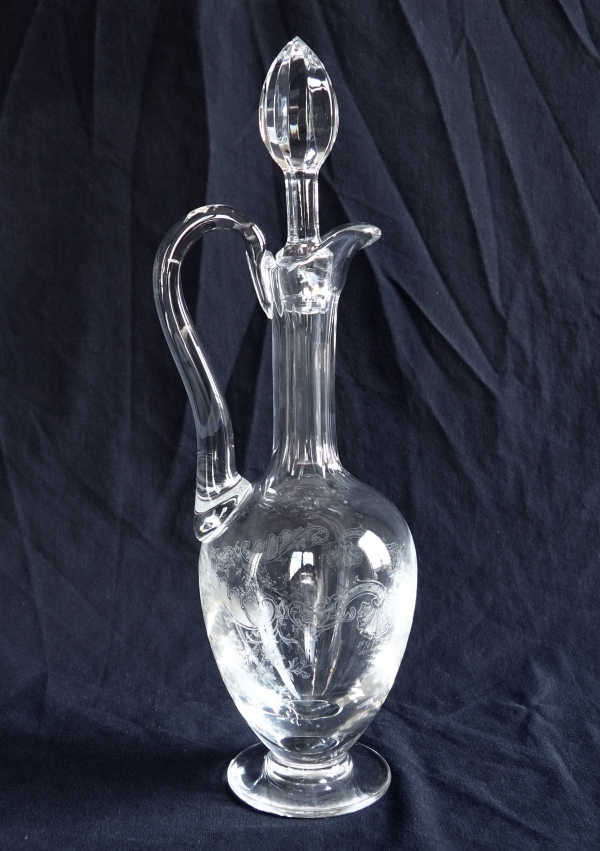 St Louis crystal ewer / wine decanter, Cleo pattern - signed