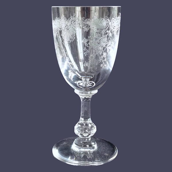 St Louis crystal water glass, Cleo pattern - 16.1cm - signed