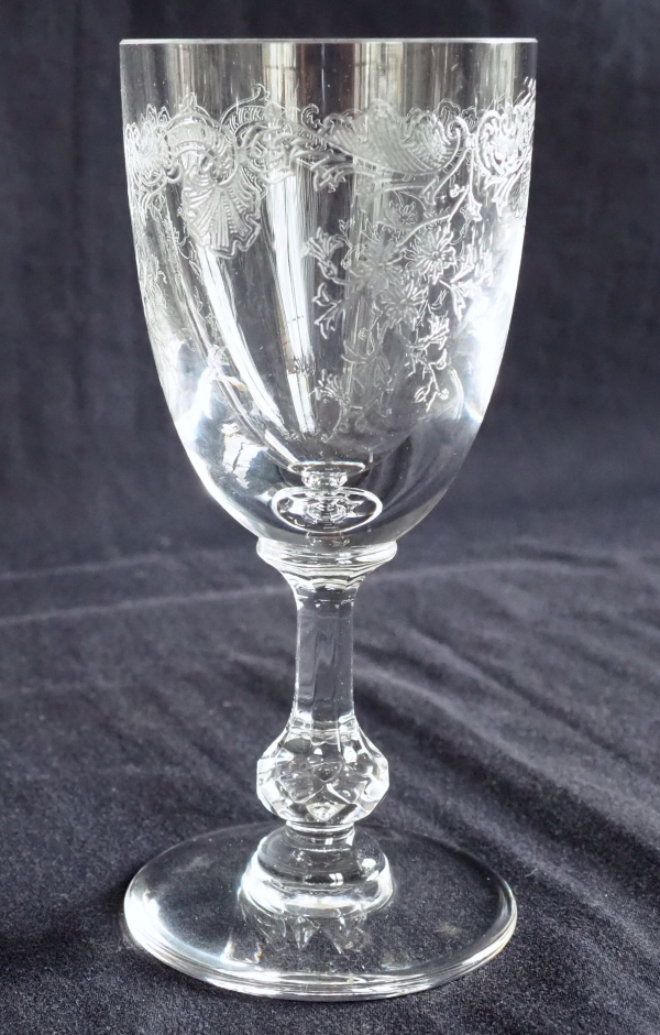 St Louis crystal water glass, Cleo pattern - 16.1cm - signed