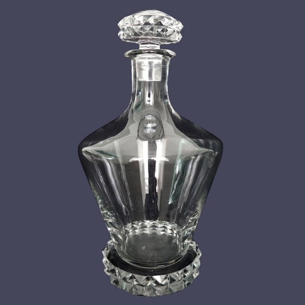 St Louis crystal whiskey or wine decanter, Diamant pattern - signed