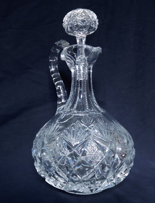 St Louis crystal ewer / wine decanter, Florence pattern - signed