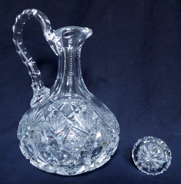 St Louis crystal ewer / wine decanter, Florence pattern - signed