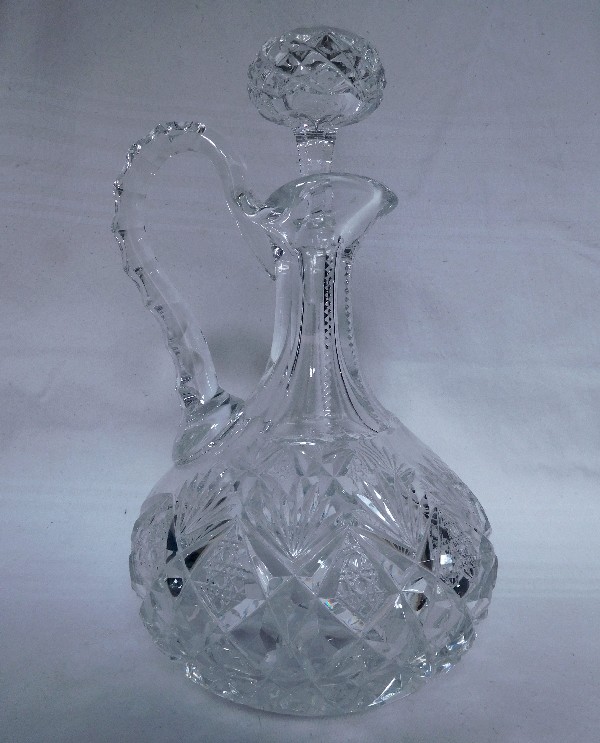 St Louis crystal ewer / wine decanter, Florence pattern - signed