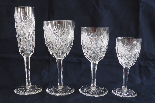 St Louis crystal champagne flute, Florence pattern - signed