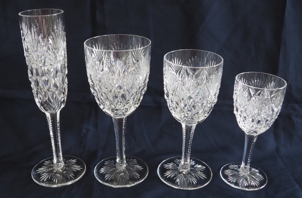 St Louis crystal champagne flute, Florence pattern - signed