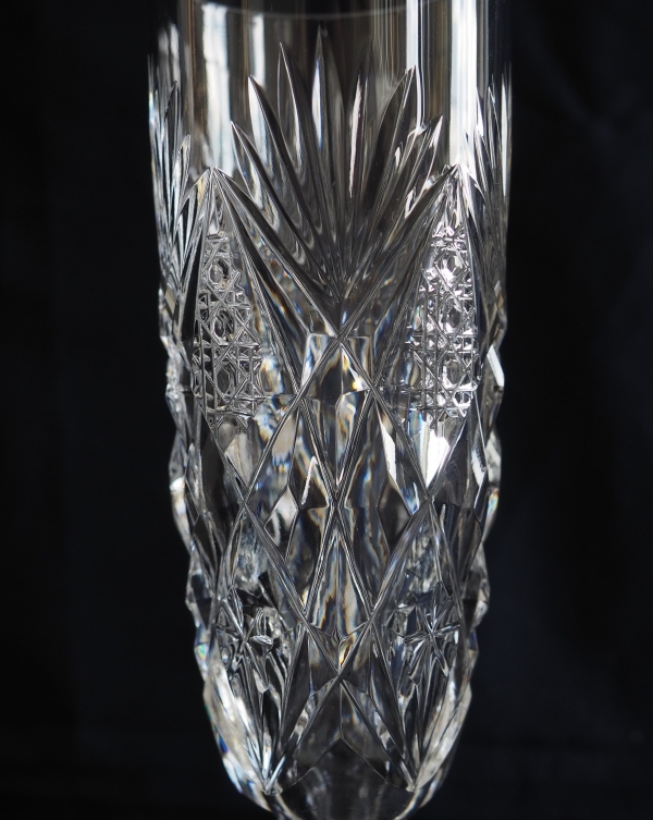 St Louis crystal champagne flute, Florence pattern - signed