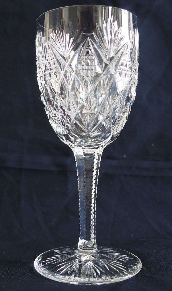 St Louis crystal wine glass, Florence pattern - 16.4cm - signed