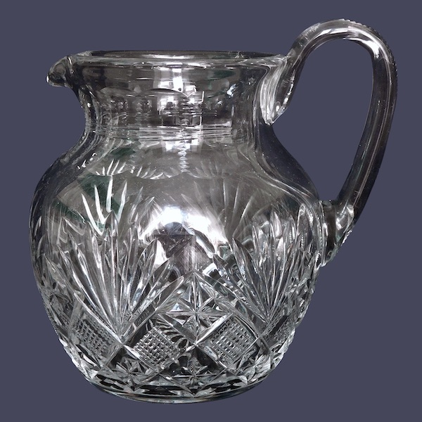 St Louis crystal pitcher, Gavarni pattern - signed