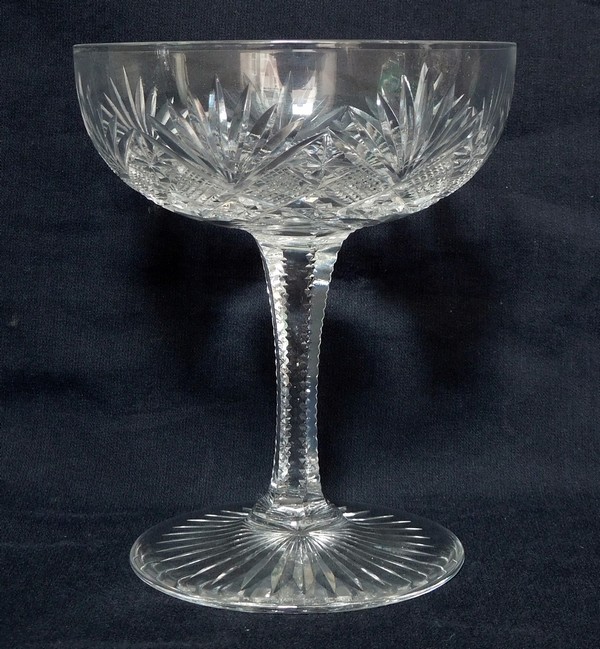 St Louis crystal champagne glass, Gavarni pattern - signed