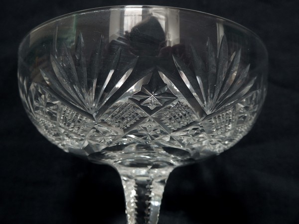 St Louis crystal champagne glass, Gavarni pattern - signed