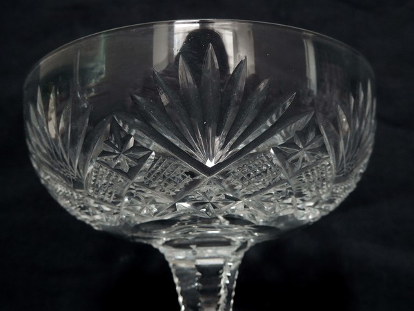 St Louis crystal champagne glass, Gavarni pattern - signed