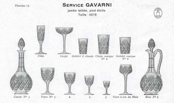 St Louis crystal champagne glass, Gavarni pattern - signed