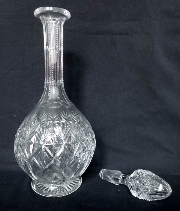 St Louis crystal wine decanter, Gavarni pattern - signed