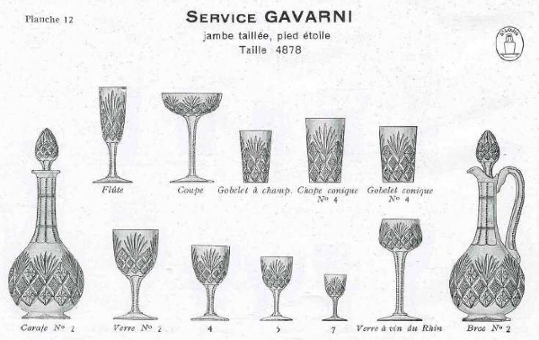 St Louis crystal champagne glass, Gavarni pattern