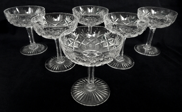 St Louis crystal champagne glass, Gavarni pattern