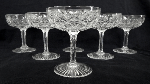 St Louis crystal champagne glass, Gavarni pattern