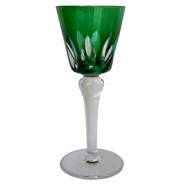 Verre à vin du Rhin / roemer en cristal de St Louis overlay vert, modèle Jersey - signé