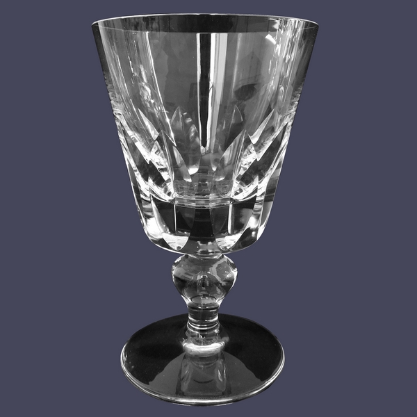 St Louis crystal wine glass, Jersey pattern - signed - 10.4cm