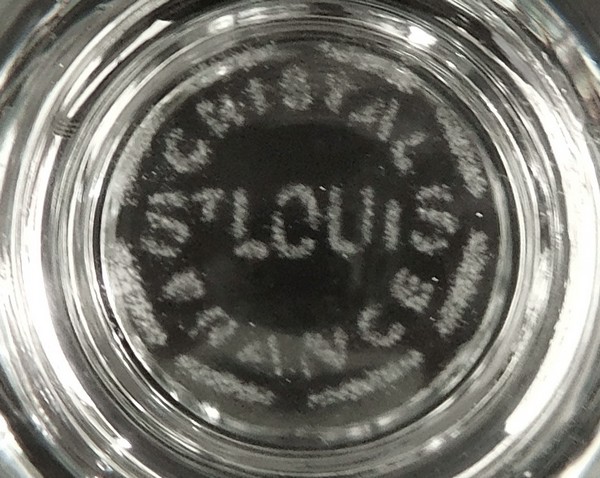 St Louis crystal wine glass, Jersey pattern - signed - 11.2cm