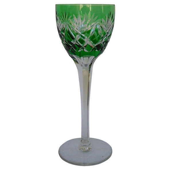 Verre à vin du Rhin en cristal de St Louis overlay vert, modèle Lothaire