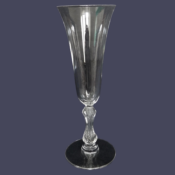 St Louis crystal champagne glass / flute, Lozère pattern - 17cm