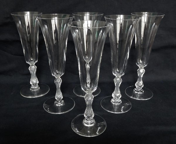 St Louis crystal champagne glass / flute, Lozère pattern - 17cm
