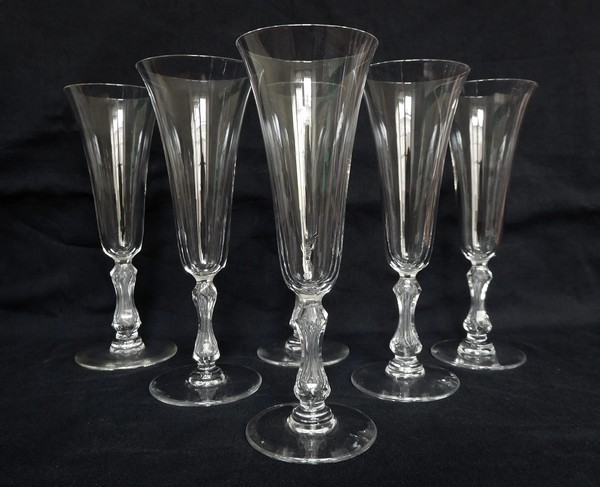 St Louis crystal champagne glass / flute, Lozère pattern - 17cm