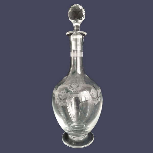 St Louis crystal liquor decanter, Manon pattern - 22.5cm