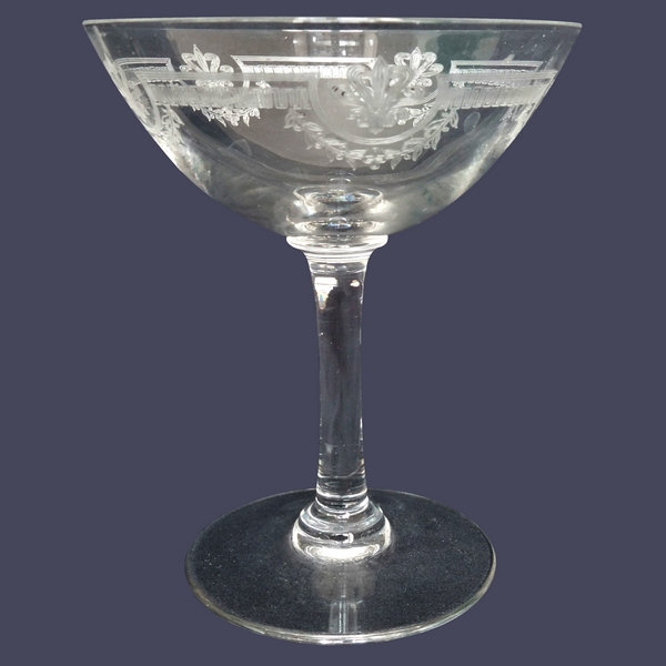 St Louis crystal champagne glass, Manon pattern