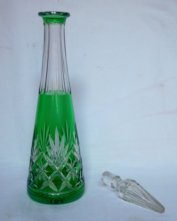 Carafe à liqueur en cristal de St Louis - cristal overlay vert - Modèle Massenet