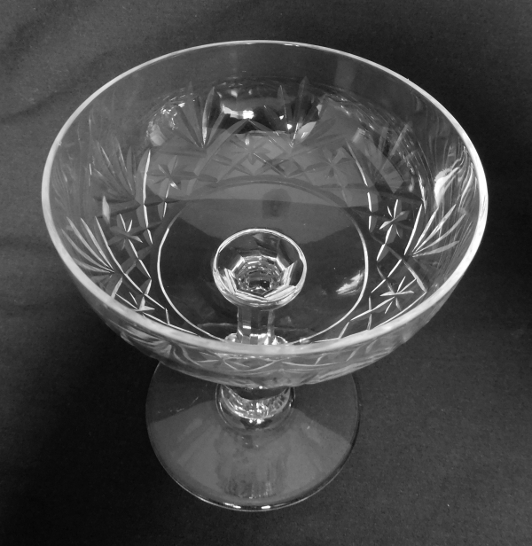 St Louis crystal champagne glass, Massenet pattern - signed