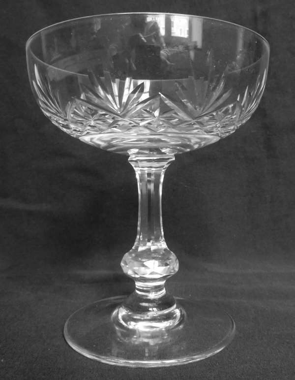 St Louis crystal champagne glass, Massenet pattern - signed