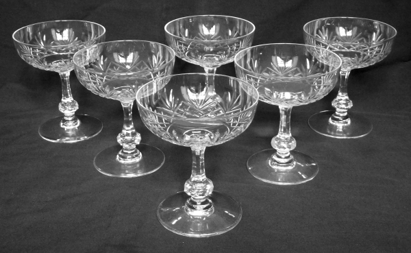 St Louis crystal champagne glass, Massenet pattern - signed