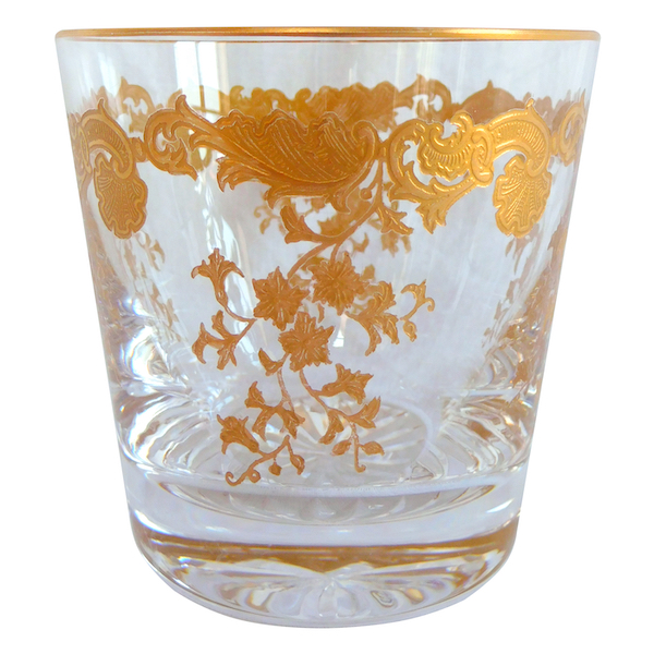St Louis crystal whiskey glass / tumbler - Massenet pattern enhanced with fine gold - signed