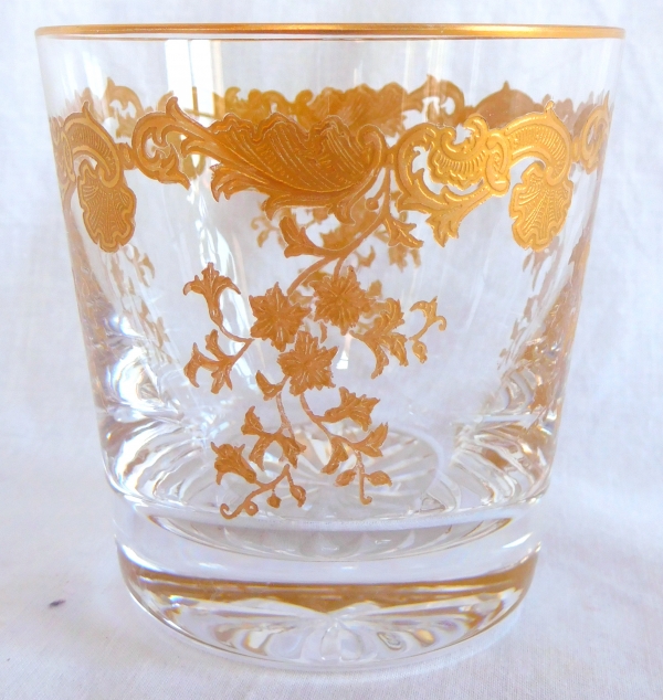 St Louis crystal whiskey glass / tumbler - Massenet pattern enhanced with fine gold - signed