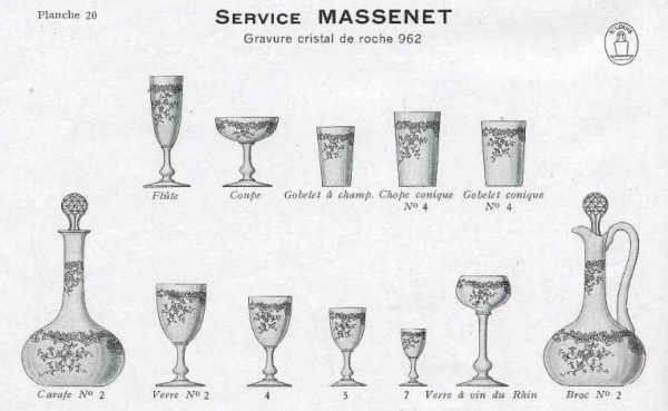 St Louis crystal whiskey glass / tumbler - Massenet pattern enhanced with fine gold - signed