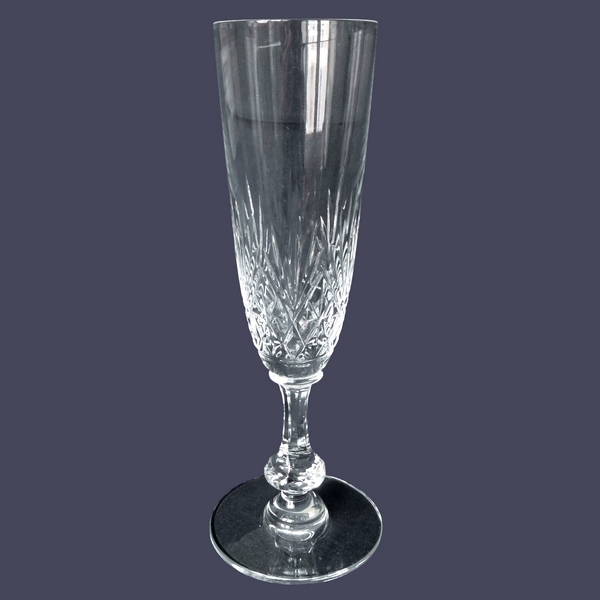 St Louis crystal champagne flute, Massenet pattern - signed