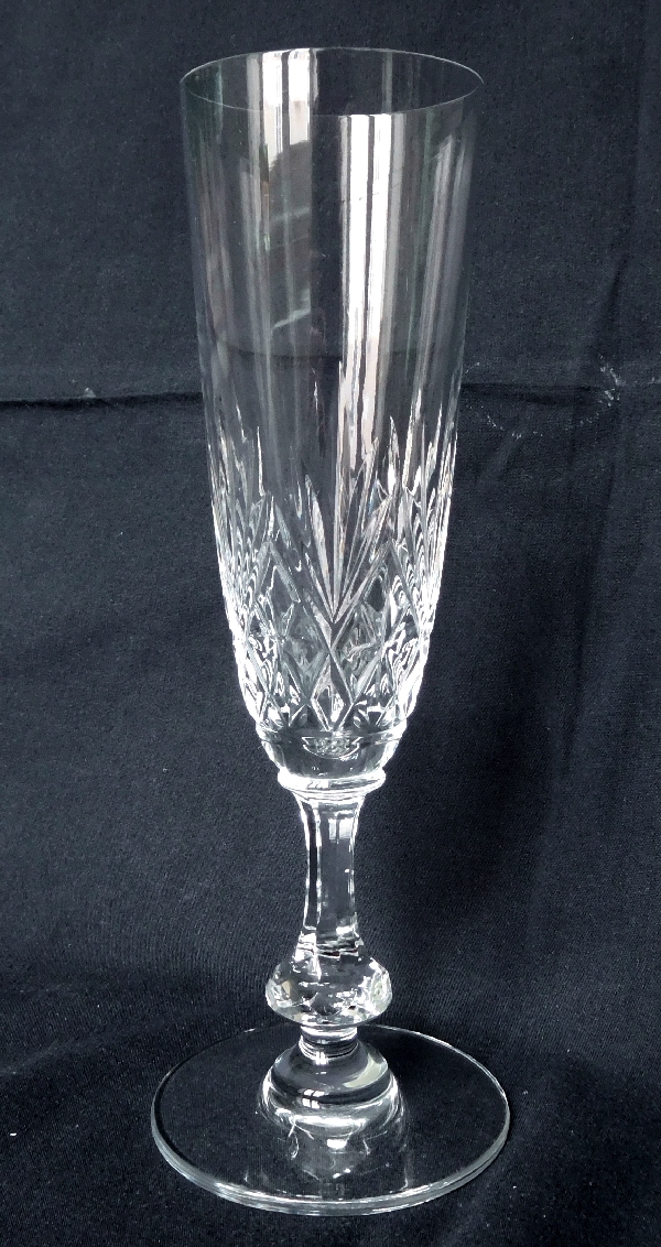 St Louis crystal champagne flute, Massenet pattern - signed