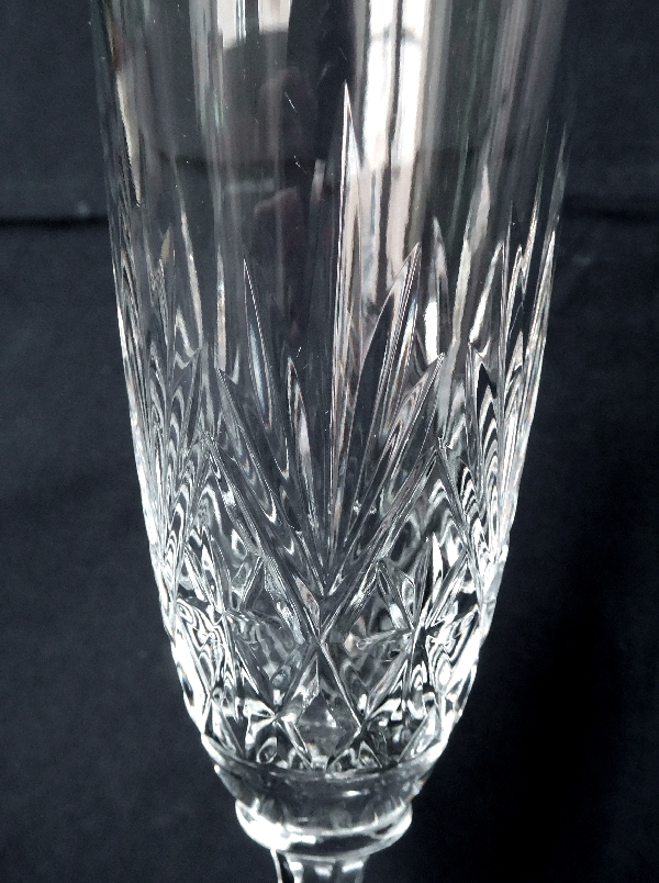 St Louis crystal champagne flute, Massenet pattern - signed