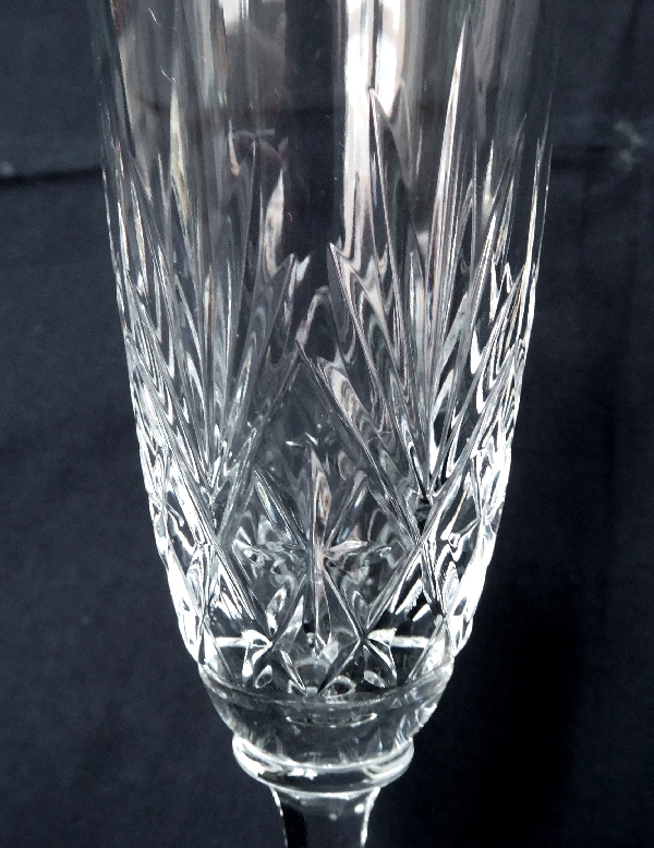 St Louis crystal champagne flute, Massenet pattern - signed