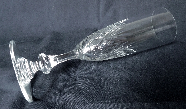 St Louis crystal champagne flute, Massenet pattern - signed