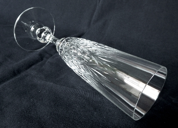 St Louis crystal champagne flute, Massenet pattern - signed