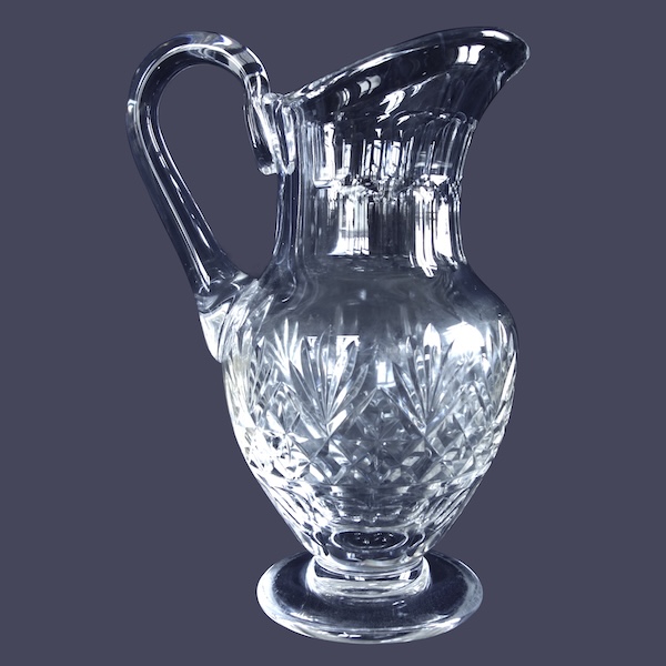 St Louis crystal water pitcher, Massenet pattern - signed