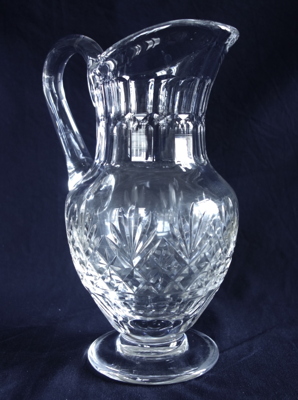 St Louis crystal water pitcher, Massenet pattern - signed