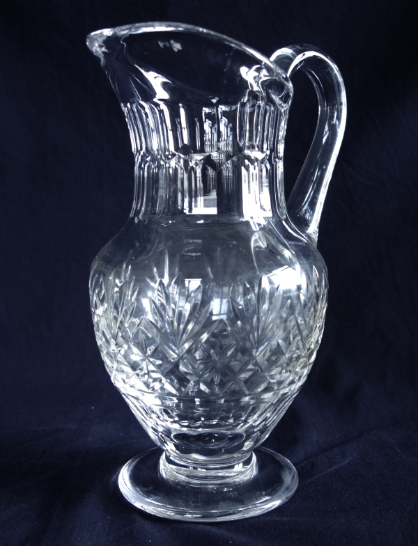 St Louis crystal water pitcher, Massenet pattern - signed