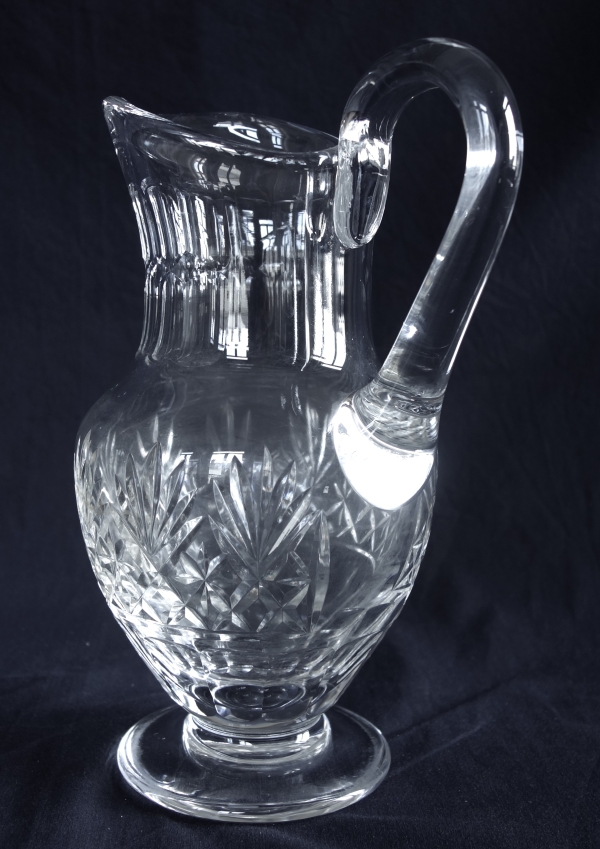St Louis crystal water pitcher, Massenet pattern - signed