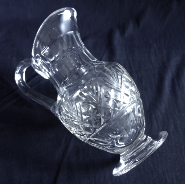 St Louis crystal water pitcher, Massenet pattern - signed