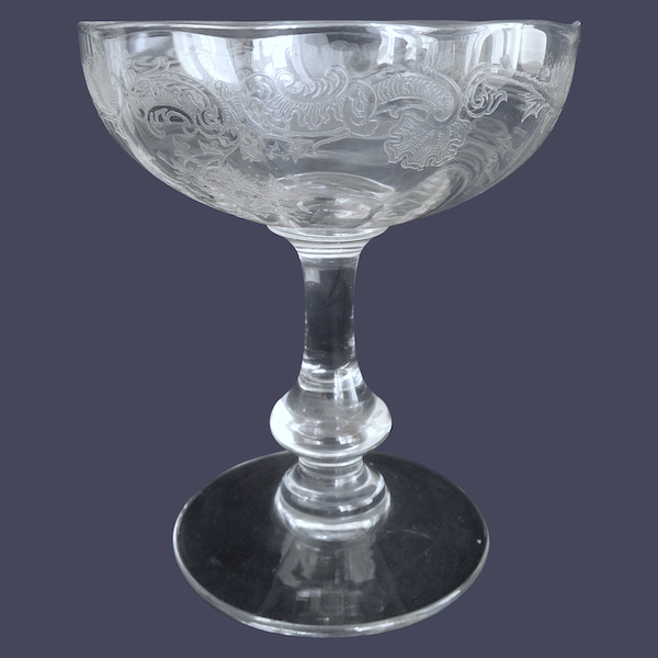 St Louis crystal champagne glass, Massenet pattern