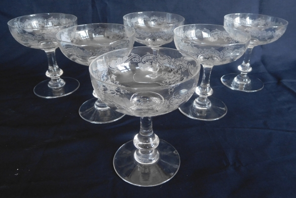 St Louis crystal champagne glass, Massenet pattern