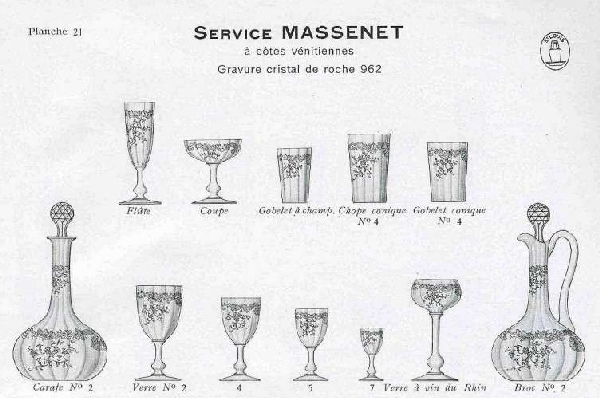 St Louis crystal champagne glass, Massenet pattern